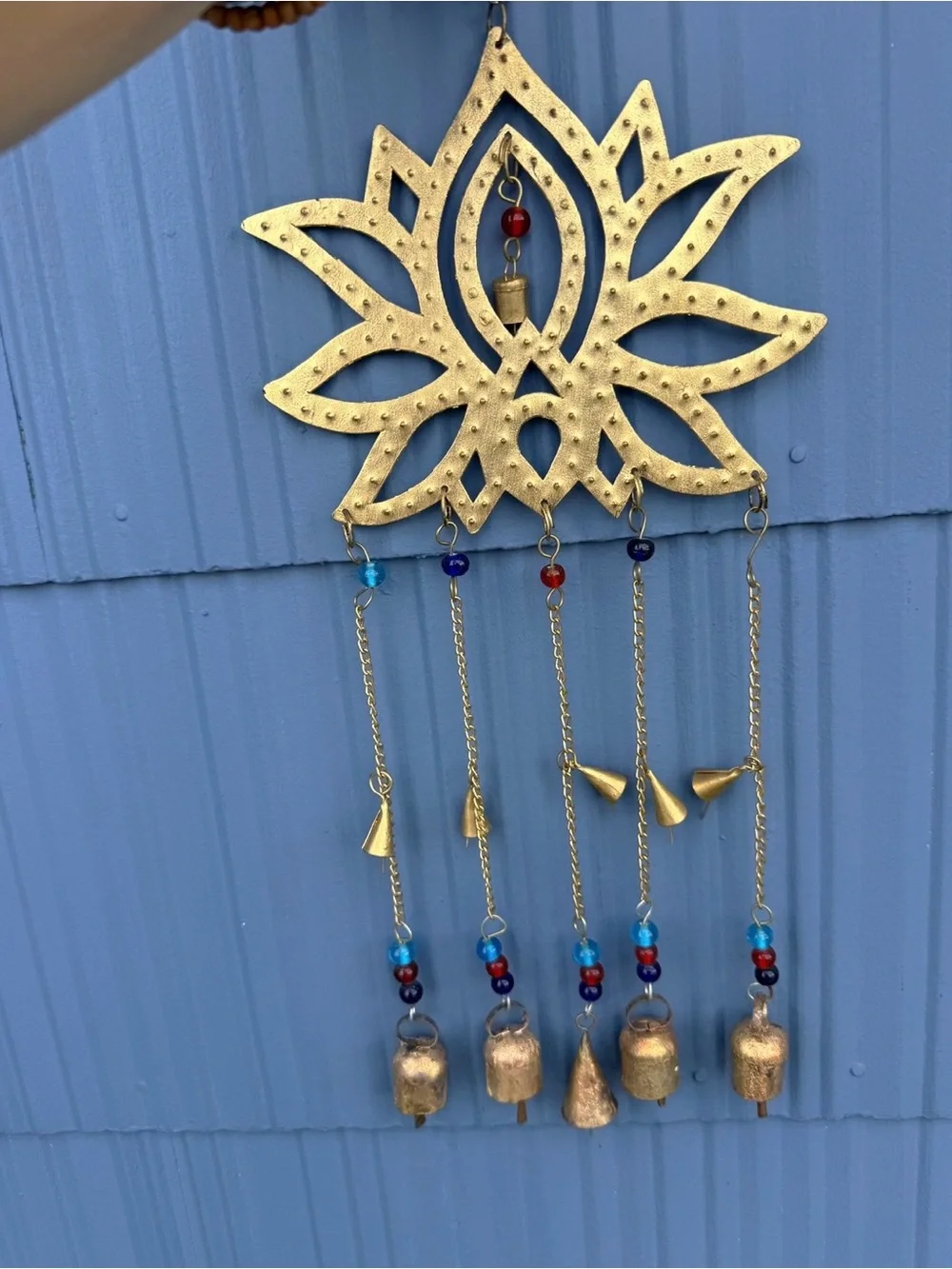 Handcrafted Gold Lotus Bell Wind Chime - Decorative Wind chime 8 x 27
